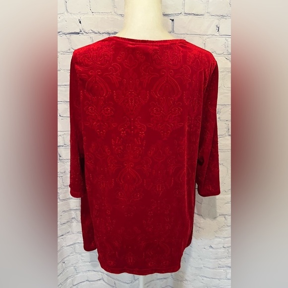 Catherines Embossed Tunic Blouse Women’s 14/16 W Petite Red - Picture 4 of 6